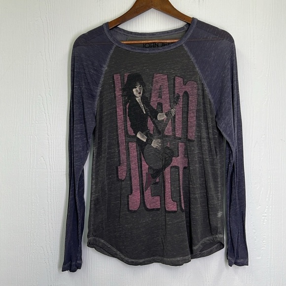 Lucky Brand - Joan Jett Graphic Burn Out Gray Long Sleeve Band  Top Size Small - Picture 9 of 11